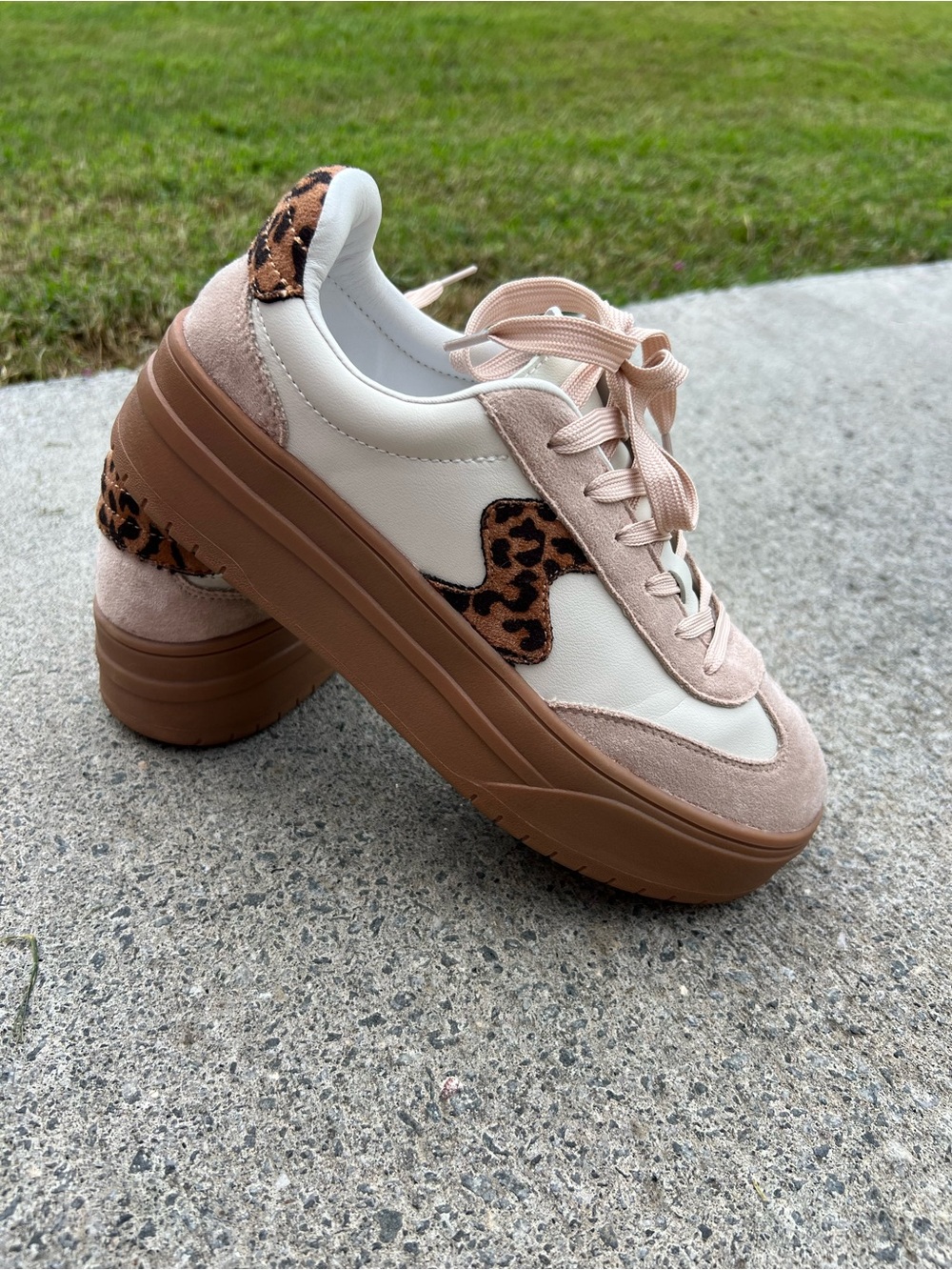 Corkys Cream and Brown Leopard Accent Sneakers - Picture 4 of 9